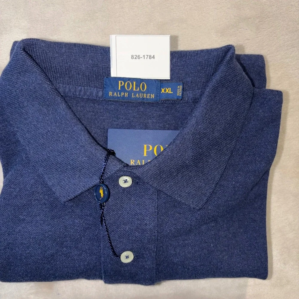 Polo Ralph Lauren Mens Mesh Polo Shirt XXL Spring Navy Blue 100% Cotton NWT